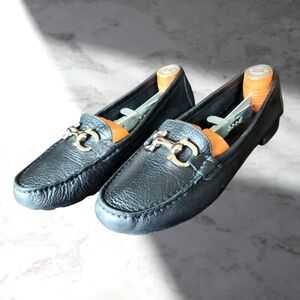 Salvatore Ferragamo Womens Black Moccasins Flats Loafers Horsebit Shoes Size 7.5
